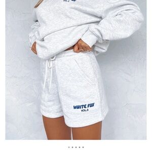 White Fox Vol.3 Gray Sweatshirt and Shorts Set